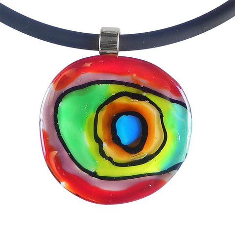 Closeup ABSTRACT B multicolor modern murano glass necklace, handmade in Italy, art to wear inspired by Mark ROTHKO
