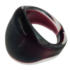 FASCIA BLACK CRYSTAL 2-tone murano glass flat band ring, one size fits most, 100% handmade in Italy