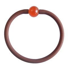 TUBINO MURANO MOCHA brown satin linkable fashion BRACELET luxurious hypoallergenic synthetic rubber with handmade amber murano glass link, easily cut to size, Made in Italy
