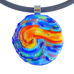 Close-up of starry night VINCENT #3 Murano glass necklace, inspired by VAN GOGH, handmade in Italy