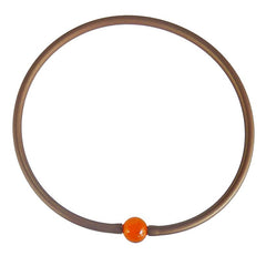 TUBINO MURANO BRONZE metallic linkable fashion NECKLACE luxurious hypoallergenic synthetic rubber with handmade amber murano glass link, easily cut to size, Made in Italy