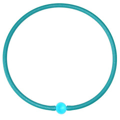 TUBINO MURANO AQUA turquoise blue linkable fashion NECKLACE luxurious hypoallergenic synthetic rubber with handmade aqua blue murano glass link, easily cut to size, Made in Italy