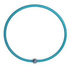 TUBINO SPORTIVO AQUA blue satin linkable 18" NECKLACE  luxurious hypoallergenic synthetic rubber with nickel-free metal link, Made in Italy