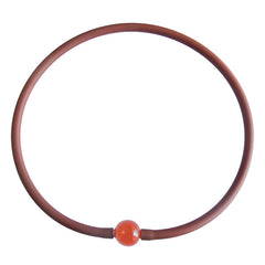 TUBINO MURANO MOCHA brown satin linkable fashion NECKLACE luxurious hypoallergenic synthetic rubber with handmade amber murano glass link, easily cut to size, Made in Italy