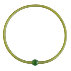 TUBINO MURANO LIME green satin linkable fashion NECKLACE luxurious hypoallergenic synthetic rubber with handmade peridot green murano glass link, easily cut to size, Made in Italy