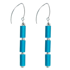 TUBINO AQUA earrings with small silver-leaf murano beads and sterling silver wires, handmade in Italy