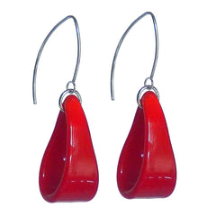 LOOP RED lightweight Murano glass earrings with sterling silver wires, handmade in Italy