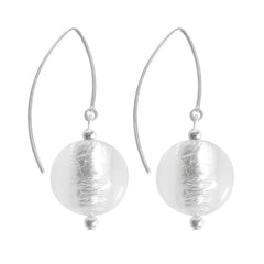 SPARKLE CRYSTAL SILVER art to wear modern silver leaf murano glass ball earrings with 925 sterling silver earwires, handmade in Italy