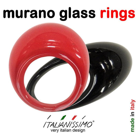 MURANO GLASS RINGS handmade BOMBINO cabochon dome rings and FASCIA band rings. One size fits most.  100% Made in Italy