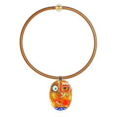 CUBIST FACE #1 • gold-leaf murano glass necklace