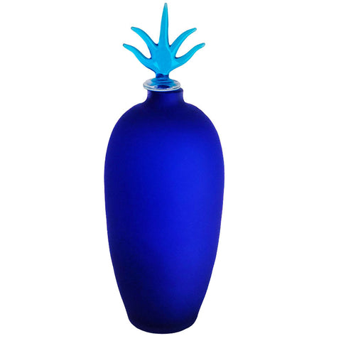Vintage MURANO • Cobalt Glass Bottle w/Stopper