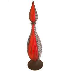 Vintage MURANO • Red Glass Bottle w/Stopper