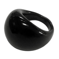 BOMBINO BLACK polished murano glass dome ring, one size fits most, 100% handmade in Italy