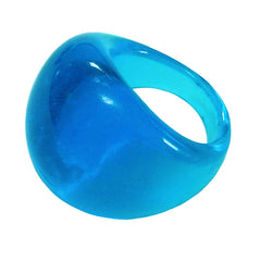 BOMBINO AQUA blue clear murano glass dome ring, one size fits most, 100% handmade in Italy