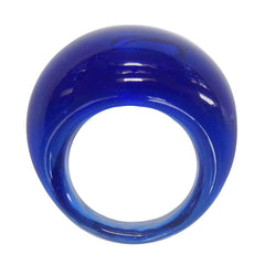 BOMBINO SAPPHIRE blue clear murano glass dome ring, one size fits most, 100% handmade in Italy