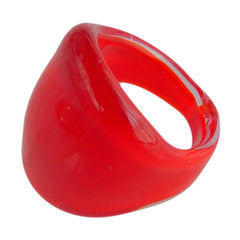 FASCIA CHERRY red 2-tone murano glass flat band ring, one size fits most, 100% handmade in Italy