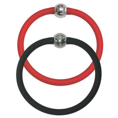 Set of two TUBINO SPORTIVO red and black BRACELETS, luxurious hypoallergenic synthetic rubber with nickel-free metal links, easily cut to size, Made in Italy