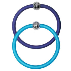 Set of two TUBINO SPORTIVO cobalt blue and aqua BRACELETS, luxurious hypoallergenic synthetic rubber with nickel-free metal links, easily cut to size, Made in Italy