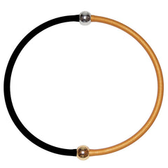 Two TUBINO SPORTIVO BRACELETS linked together to wear as black gold choker necklace, luxurious hypoallergenic synthetic rubber with nickel-free metal links, easily cut to size, Made in Italy