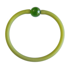 TUBINO MURANO OLIVE green sheer linkable fashion BRACELET luxurious hypoallergenic synthetic rubber with handmade peridot green murano glass link, easily cut to size, Made in Italy