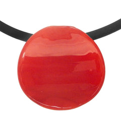 DISCO RED modern art to wear murano glass statement necklace on rubber tubino cord, handmade in Italy