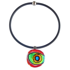 ABSTRACT B multicolor modern murano glass necklace with black tubino, handmade in Italy, art to wear inspired by Mark ROTHKO