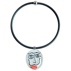 Art to wear black white SKETCH #2 Murano glass necklace, inspired by DALI line drawings, handmade in Italy