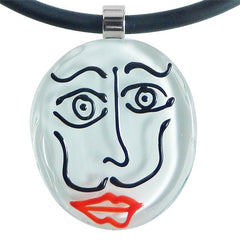 Close-up of black white SKETCH #2 Murano glass necklace, inspired by DALI line drawings, handmade in Italy