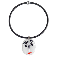 Art to wear black white SKETCH #6 Murano glass necklace, inspired by MATISSE line drawings, handmade in Italy