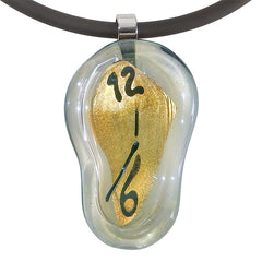 MELTING CLOCK • murano glass necklace • GOLD | black