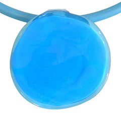 DISCO 2 TURQUOISE aqua two-tone modern art to wear murano glass statement necklace on rubber tubino cord, handmade in Italy