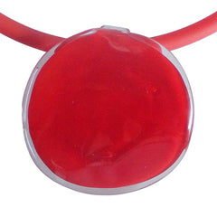 DISCO 2 CHERRY red two-tone modern art to wear murano glass statement necklace on rubber tubino cord, handmade in Italy