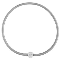 TUBINO SPARKLE SILVER metallic linkable fashion NECKLACE luxurious hypoallergenic synthetic rubber with stainless steel link handmade crystal 925 silver-leaf murano glass link.  Made in Italy