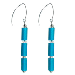 TUBINO AQUA earrings with small silver-leaf murano beads and sterling silver wires, handmade in Italy