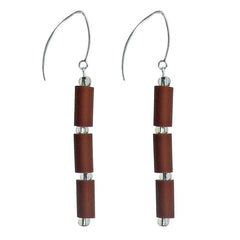 TUBNIO MOCHA earrings with small silver-leaf murano beads and sterling silver wires, handmade in Italy