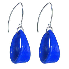 LOOP LAPIS blue lightweight Murano glass earrings with sterling silver wires, handmade in Italy