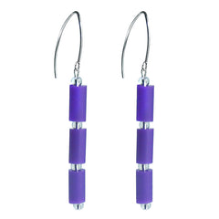 TUBINO PURPLE earrings with small silver-leaf murano beads and sterling silver wires, handmade in Italy