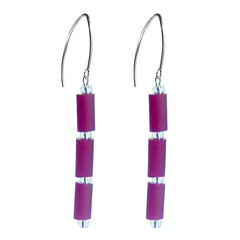 TUBINO WINE earrings with small silver-leaf murano beads and sterling silver wires, handmade in Italy